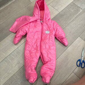 OK KIDS PINK PUFFER SNOW SUIT JACKET 3-6 MONTH BABY NEW